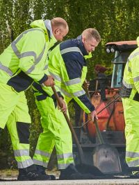 Strapazierfähige Warnschutzhose in Gelb-Schwarzblau